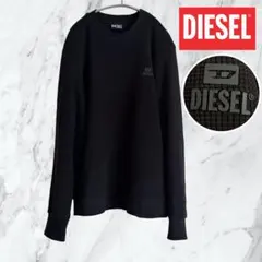 美品✨DIESEL ディーゼル 長袖 ロゴ ワッフルカットソー メンズ 黒
