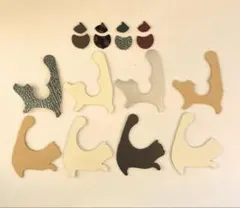 本革　型抜き　キーホルダーパーツ　ネコ