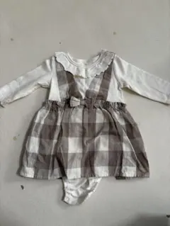 めいぷる様バースデイ　チェック柄長袖ロンパース 70