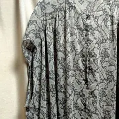 大きいサイズ　ペイズリー柄 シアー袖無しロングシャツ 【4L】美品