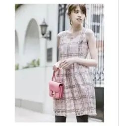 tocco closet グラフィカルフラワーチェックプリントシアーワンピース