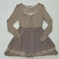 LIP SERVICE ミニワンピース レース切替 ベージュ M相当