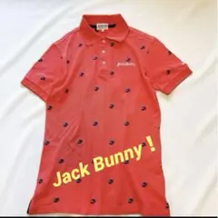 鮮やか❗️Jack Bunny 赤色 刺繍入り ゴルフシャツ