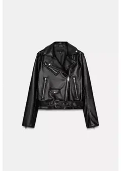 ZARA フェイクレザーバイカージャケット ライダース M