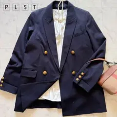 PLST プラステ ダブルブレスト ジャケット 紺ブレ 金ボタン　ネイビー　M