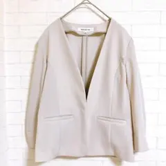 ナチュラルビューティベーシック 春夏 ノーカラー ジャケット M 7分袖