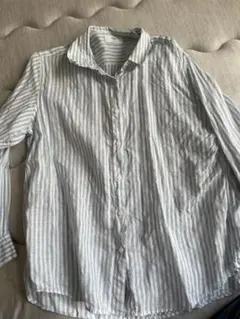 ユニクロ　プレミアムリネンシャツ　ストライプ