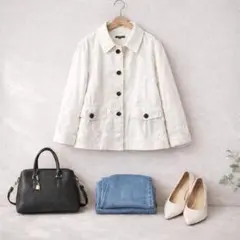 23区♡レディース ジャケット シンプル 白 きれいめ 48XLサイズ相当