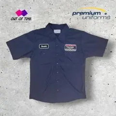 premium uniforms TRIUMPHワッペン半袖ワークシャツネイビー