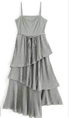 グリーンプリーツ ティアード キャミワンピース