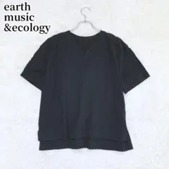 アースミュージックアンドエコロジー Vネック 半袖Tシャツ ブラック シンプル