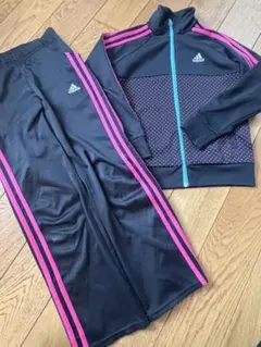 adidas ジャージセット 黒/ピンク　アディダス　130㎝