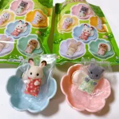 シルバニアファミリー 赤ちゃん&お花のベッドセット ペルシャネコ ショコラウサギ