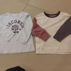 美品 120 長袖 Tシャツ 配色デザイン ２枚セット