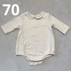 conoco バースデイ　ドット　水玉　長袖ロンパース 70
