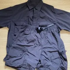 GU リップストップナイロン シャツ&カーゴショートパンツ セットアップ 黒 Sのサムネイル
