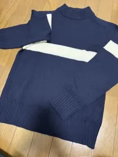 BEAMS モックネック ニット セーター ネイビーのサムネイル