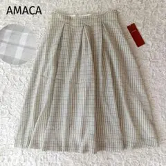 【新品・タグ付き】AMACA アマカ シアサッカー生地 フレアスカート チェックのサムネイル