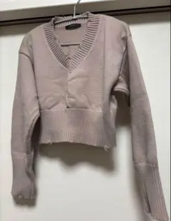 本日過ぎたら破棄予定値下げ交渉可EMODA ベージュ Vネック クロップドニット