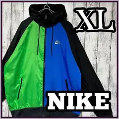 古着 NIKE ナイキ ナイロンパーカー バイカラー 異素材 好配色 XL 美品