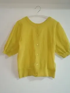 DISCOATライムグリーン透かしカーディガン 半袖