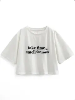 ロゴ刺繍ショート丈Tシャツ