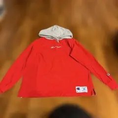 Champion レッド フード付きパーカー XL