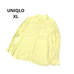 ユニクロ　プレミアムリネンシャツ　XL イエロー　麻100% ゆったり