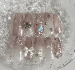 現品 ネイルチップ ワンホン ピンク 埋めつくし