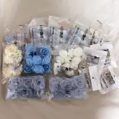 新品未使用 盛り髪セット 水色 青 白 花 蝶 パール 体育祭 jk