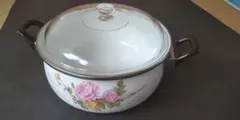 昭和レトロ　ローズ・ファンタジー　ジャンボ鍋　26センチ　花柄　未使用のサムネイル
