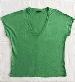 Massimo Dutti グリーン 半袖 リネンTシャツ Sのサムネイル