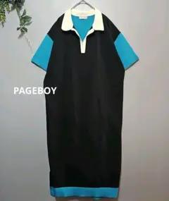 【PAGEBOY】 ポロシャツスタイル 半袖ロングワンピース Fサイズ