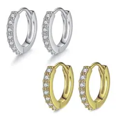 F-9★フープピアス ジルコニアピアス 両耳