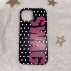 SWAG iPhone用ケース ドット柄 ピンク ブラック