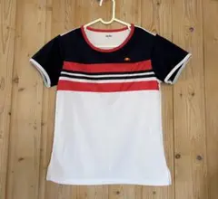 Ellesse ストライプ Tシャツ　Sサイズ　 濃紺、赤、白のストライプ