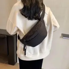 ウエストバッグ 黒 ウエストポーチ ボディバッグ 2way 韓国のサムネイル