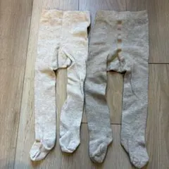 H&M✨️ベージュ系 ベビータイツ 2つセット2-6M