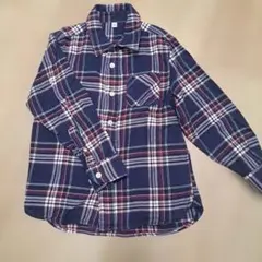 無印良品　キッズ 長袖 チェックシャツ ネイビー 120cm