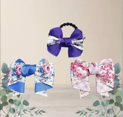 Xmasセール！！　ハンドメイド　リボンヘアゴム 1個 ポニーフック2個セット