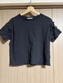 BROWNY ブラック リボン付きショート丈Tシャツのサムネイル