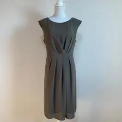インディヴィ INDIVI カーキ ワンピース 44 大きいサイズ 美品 日本製