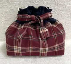 お弁当袋　巾着　チェック柄 　　　　　　　　　　NO168