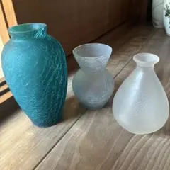 ガラス製 花瓶 3点セット フラワーベース　一輪挿し