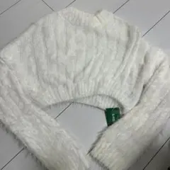 SHEIN ホワイト クロップドニット 長袖 ショート丈