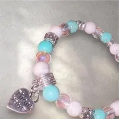 天然石ハートチャーム ブレスレット