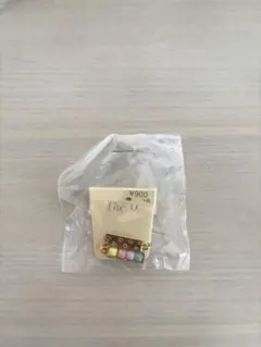 カラフルビーズ付きゴールドピアス