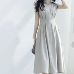 SAISON DE PAPILLON ノースリーブワンピース グレー