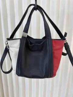 【希少・トリコロール】キタムラ 2way ハンドバッグ ショルダーバッグ レザー