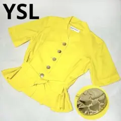 ★美品★イヴサンローラン　半袖ジャケット　ハートボタン　ブラウス　リボン　36